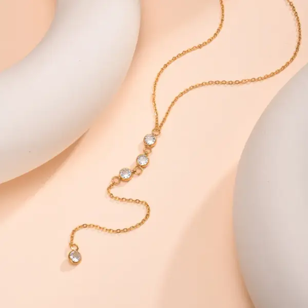 Wholesale Ion Plating (IP) Tassel Chain 201 Stainless Steel Elegant Streetwear Waterproof Non Tarnish 201 Stainless Steel Pendant Necklace