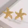 1 Pair Beach Simple Style Classic Style Starfish Shell 304 Stainless Steel Imitation Gold Electroplating Ear Studs