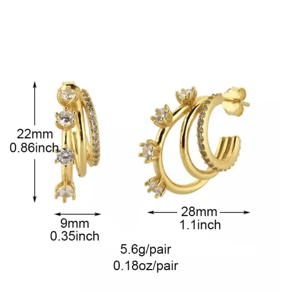 Wholesale 1 Pair Shiny Round Rectangle Plating Inlay Copper Zircon White Gold Plated Gold Plated Earrings