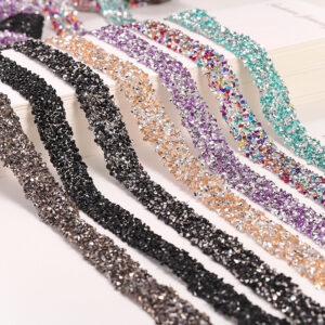 Wholesale Double-sided adhesive Hot Melt Adhesive rhinestone rhinestone rhinestone Strip width 1.5cm diamond belt shoe bag crystal rhinestone clothing diamond chain