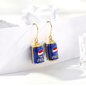 Silver Ear Hook: Blue Big Coke Can Earrings