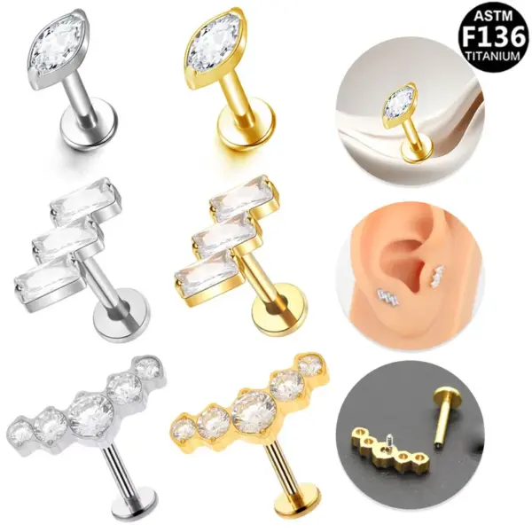 Wholesale 1 Piece Belly Rings Casual Simple Style Geometric Pure Titanium Titanium Alloy Plating Zircon 14K Gold Plated White Gold Plated