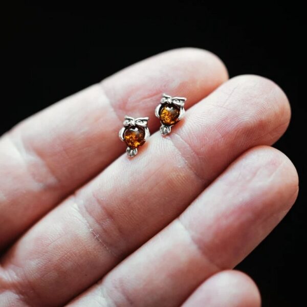 Wholesale Vintage-style owl-inlaid resin stud earrings