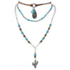 Wholesale Necklace Western Style Cactus Cattle Head Hat Turquoise Flannel Neck Chain