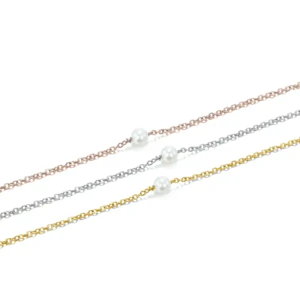 Wholesale Jewelry Simple Style Geometric 304 Stainless Steel Artificial Pearls Plating Stainless Steel Necklaces