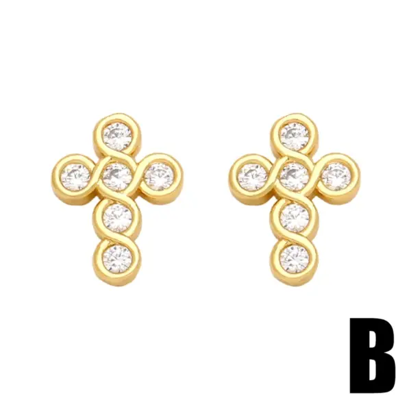 Wholesale 1 Pair Cute Sweet Heart Shape Pineapple Butterfly Plating Inlay Copper Zircon 18k Gold Plated Ear Studs
