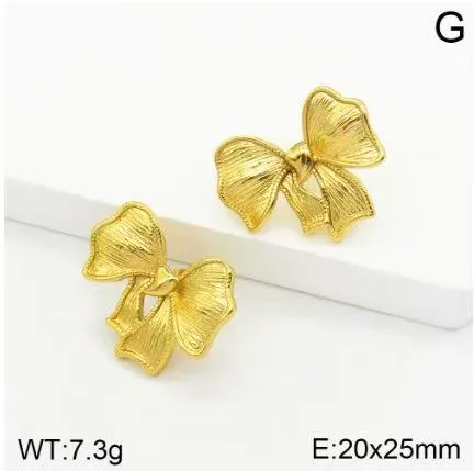 Wholesale 304 Stainless Steel Butterfly Bow Knot Ion Plating (IP) 18K Real Gold Plated Classic Style Waterproof Non Tarnish Enamel Three-dimensional Gold Steel Color Drop Earrings Ear Studs