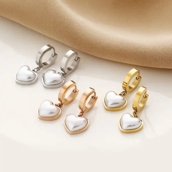 Real Gold Plated Heart Shape 304 Stainless Steel Fashion Waterproof Non Tarnish Drop Earrings