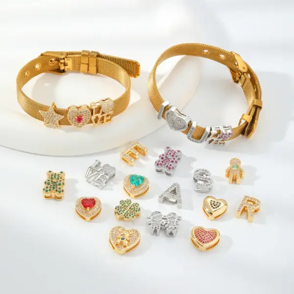 Fashionable DIY Heart Shaped Copper Bracelet Birthday Gift Cute Style Unisex Daily Accessory Geometric Pattern Jewelry