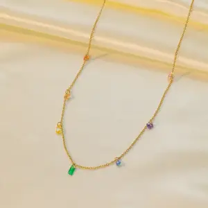 Qyh6171 Colorful Necklace / Gold