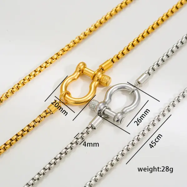 Ion Plating (IP) 18K Gold Plated U Shape Solid Color 304 Stainless Steel Vintage Style Classic Waterproof Non Tarnish Necklace