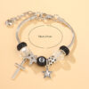 Wholesale Crystal Black Bead Star Cross Adjustable Bracelet