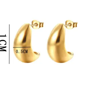 304 Stainless Steel Moon PVD Coated No Inlaid 18K Gold Plated 18K Gold Fashion Waterproof Non Tarnish Plating Gold Earrings