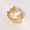 oly-99af6a24e343f4fc7af424718dc93b6d Wholesale PVD Coated Real Gold Plated 18K Gold Flower 304 Stainless Steel IG Style Pastoral Simple Style Waterproof Non Tarnish Open Rings