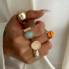 Wholesale Women's retro mixed-match stacking gemstone open ring set