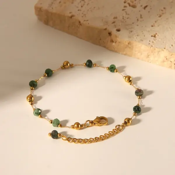 PVD Coated Real Gold Plated 18K Gold Geometric 304 Stainless Steel Natural Stone Luxurious Simple Style Waterproof Non Tarnish Jewelry Set