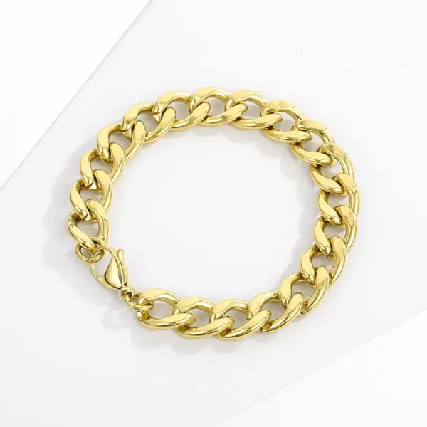 Wholesale 304 Stainless Steel Solid Color PVD Coated Stone-Free 18K Gold Plated Hip-Hop Waterproof Non Tarnish Plating Bracelets