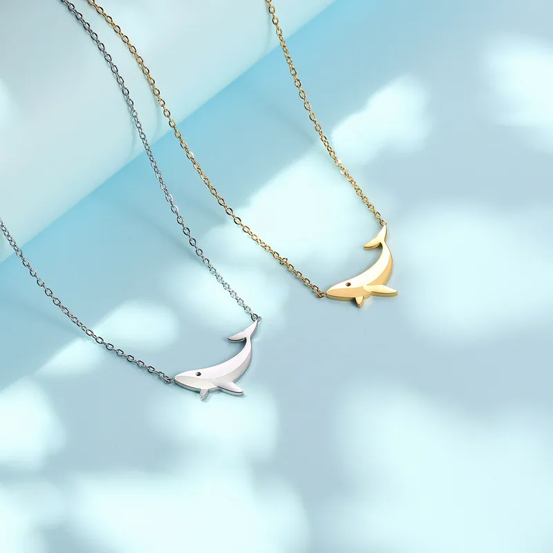 Wholesale PVD Coated Real Gold Plated 18K Gold Whale 304 Stainless Steel Casual Cartoon Style Streetwear Waterproof Non Tarnish 304 Stainless Steel Pe