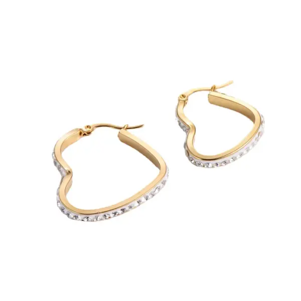 Wholesale PVD Coated Imitation Gold Heart 304 Stainless Steel Exaggerated Waterproof Non Tarnish Earrings