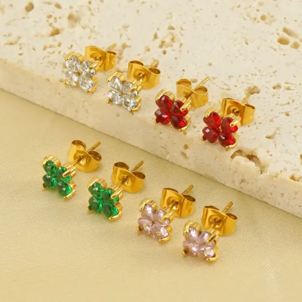 Wholesale PVD Coated 18K Gold Plated Flower Bow Knot 304 Stainless Steel Elegant Classical Vintage Style Waterproof Non Tarnish Ear Studs