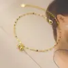 1 Piece Vacation Geometric 304 Stainless Steel Waterproof Non Tarnish PVD Coated Real Gold Plated 18K Gold Women'S Anklet