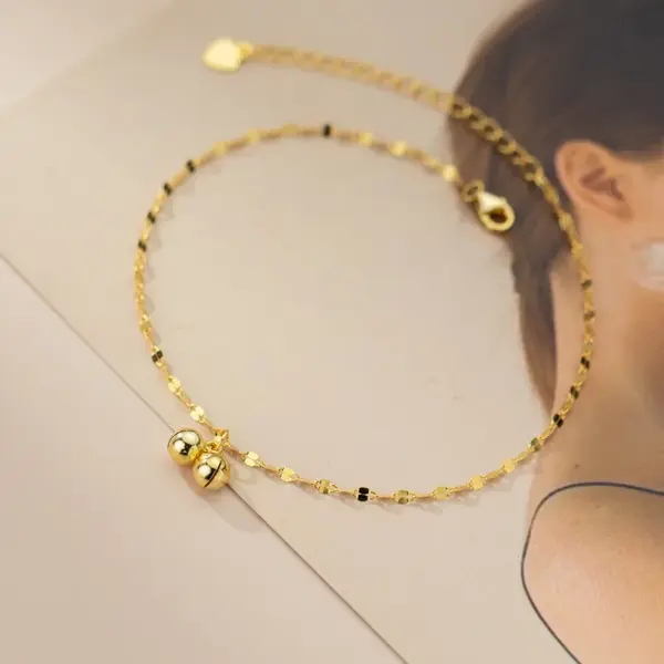 1 Piece Vacation Geometric 304 Stainless Steel Waterproof Non Tarnish PVD Coated Real Gold Plated 18K Gold Women'S Anklet