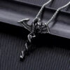 Wholesale 2024 Stainless Steel Jewelry Double Dragon Sword Titanium Steel Necklace Pendant Retro Punk Cross Lucky Trendy Men