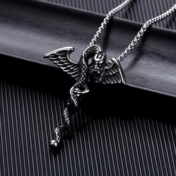 Wholesale 2024 Stainless Steel Jewelry Double Dragon Sword Titanium Steel Necklace Pendant Retro Punk Cross Lucky Trendy Men
