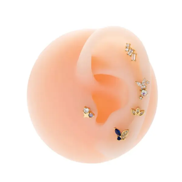 1 Piece Ear Cartilage Rings & Studs IG Style French Style Simple Style Star Flower Butterfly Copper Waterproof Non Tarnish Surgical Steel Zircon