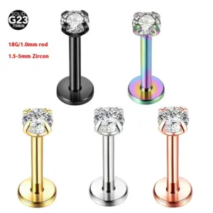 Wholesale Titanium Alloy Lip Stud Earrings Zirconia Stones Geometric Design Piercing Jewelry Unisex Business And Holiday Occasions