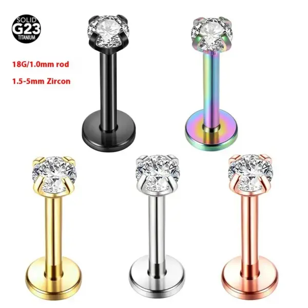 Wholesale Titanium Alloy Lip Stud Earrings Zirconia Stones Geometric Design Piercing Jewelry Unisex Business And Holiday Occasions