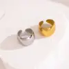 Vacuum Plating Real Gold Plated Solid Color 304 Stainless Steel Retro Waterproof Non Tarnish Open Ring