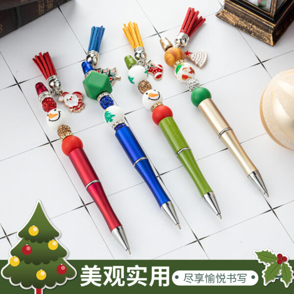 oly-99d62ac593cbadd32c775d7955f3b332 Wholesale beaded pens Christmas Beaded Pen DIY Stationery Tassel Glue Beads