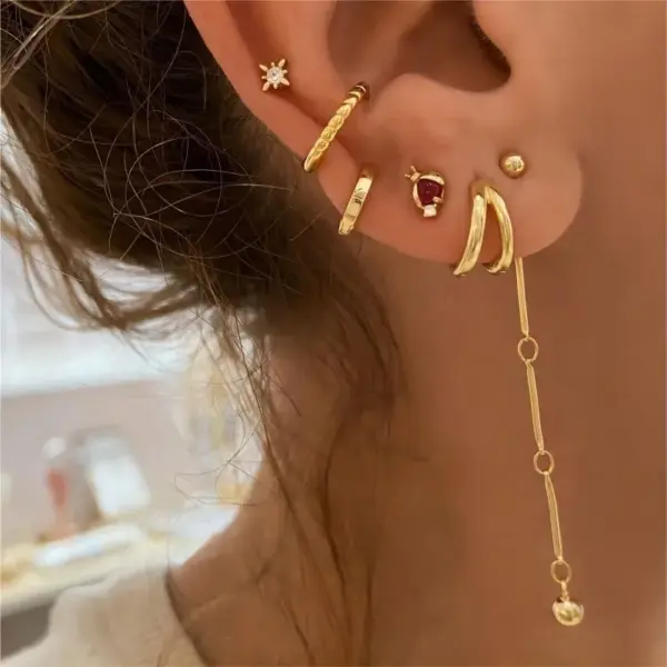 Wholesale PVD Coated Real Gold Plated Twist 304 Stainless Steel Casual Simple Style Waterproof Non Tarnish Hoop Earrings