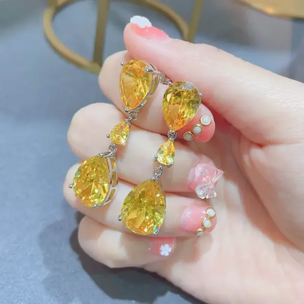 Wholesale New Moissan Diamond Drop Earrings Female Fashion Colorful Diamond Copper Earrings