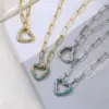 Wholesale Fashion Micro-inlaid Zircon Peach Heart Cable Chain Copper Necklace Wholesale Nihaojewelry