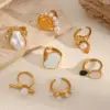 Wholesale PVD Coated Real Gold Plated 18K Gold Conch 304 Stainless Steel Vacation Classic Style Waterproof Non Tarnish Rings