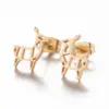 Wholesale PVD Coated 18K Gold Real Gold Plated Cactus Rabbit 304 Stainless Steel Simple Style Waterproof Non Tarnish Ear Studs