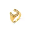 PVD Coated Real Gold Plated 18K Gold Geometric 304 Stainless Steel Fashion Waterproof Non Tarnish Rings