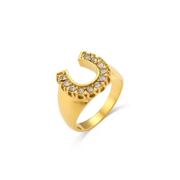 PVD Coated Real Gold Plated 18K Gold Geometric 304 Stainless Steel Fashion Waterproof Non Tarnish Rings