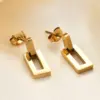 Wholesale Fashion Geometric Hollow Rectangular Pendant Titanium Steel Earrings