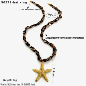 Golden Leopard with Diamond Knotted Starfish / One Size