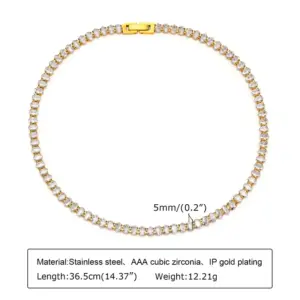 White Zircon Necklace 36.5cm Long