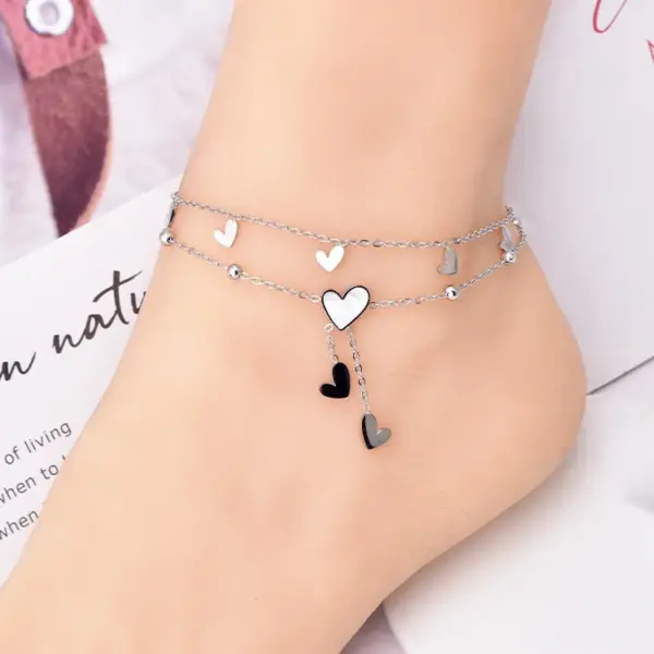 Wholesale 304 Stainless Steel Star Moon PVD Coated Acrylic 18K Real Gold Plated Elegant Romantic Solid Color Waterproof Non Tarnish Anklet