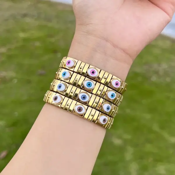 Wholesale Simple Style Commute Eye 304 Stainless Steel 18K Gold Plated Bangle In Bulk