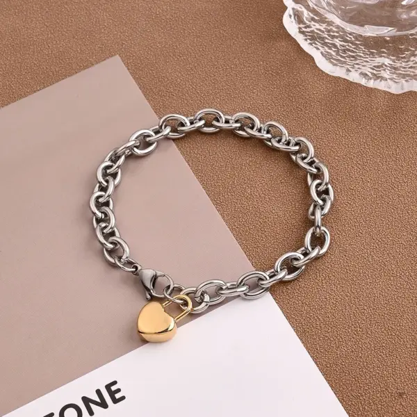 Wholesale Casual Vacation Color Block 304 Stainless Steel 18K Gold Plated Cuban Link Chain Curb Chain Handmade Chain Bracelets In Bulk