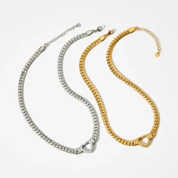Wholesale Jewelry Retro Heart Shape 304 Stainless Steel 16K Gold Plated White Gold Plated Gold Plated Plating Stainless Steel Necklaces