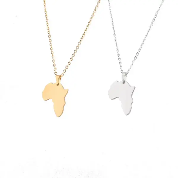 Wholesale 304 Stainless Steel Map Customization Laser Engraving PVD Coated 18K Real Gold Plated Vintage Style Waterproof Non Tarnish Plating Chain Cable Chain Lobster Trigger Clasp Closure Rose Gold Gold Silver Pendant Necklace