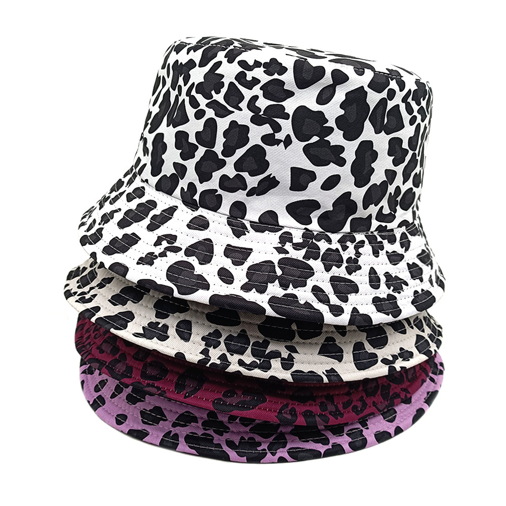 Wholesale European and American Best Selling Leopard Print Double-Sided Fisherman Hat Women's Street Fashion Printed Basin Hat Spring and Summer Outdo
