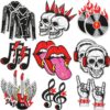 oly-9a0479fa34e6ceaf8ca1cdcabb154272 Wholesale Xiao Tian Music Skull Embroidered Cloth Sticker et Clothes Decoration Guitar Notes Patch Sticker Mouth Embroidered Zhang Zi